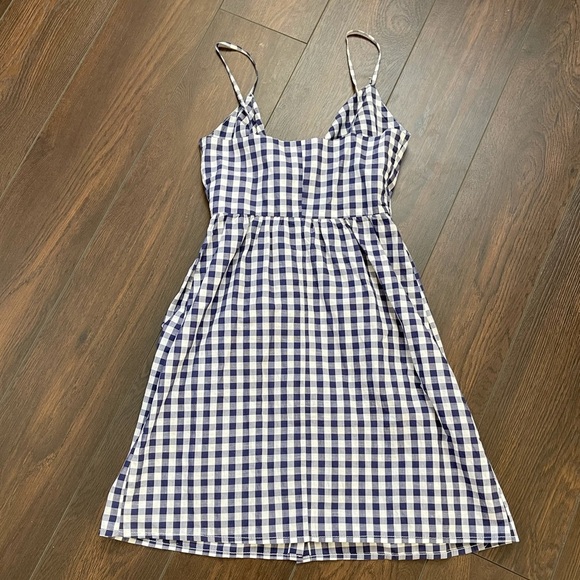 Zara gingham blue and white button down front tie midi dress - Picture 8 of 10